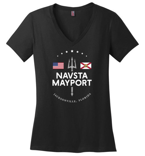 Load image into Gallery viewer, NAVSTA Mayport - Women&#39;s V-Neck T-Shirt-Wandering I Store

