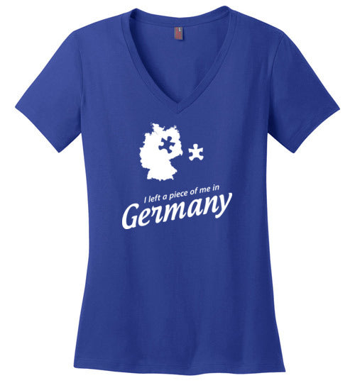 Load image into Gallery viewer, I Left a Piece of Me in Germany - Women&#39;s V-Neck T-Shirt-Wandering I Store
