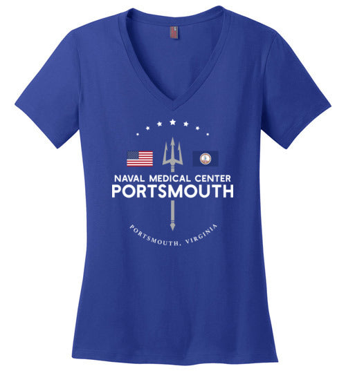 Naval Medical Center Portsmouth - Women's V-Neck T-Shirt-Wandering I Store
