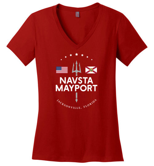 NAVSTA Mayport - Women's V-Neck T-Shirt-Wandering I Store