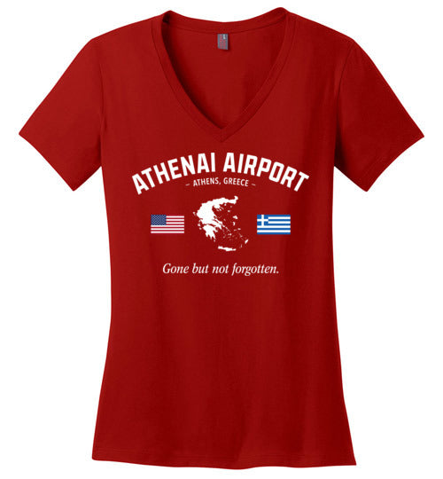 Load image into Gallery viewer, Athenai Airport &quot;GBNF&quot; - Women&#39;s V-Neck T-Shirt-Wandering I Store
