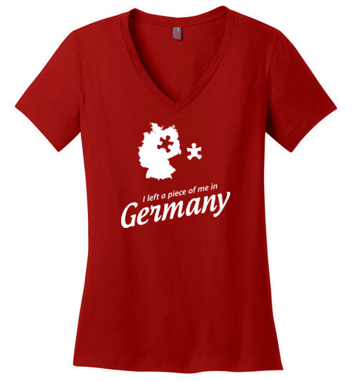Load image into Gallery viewer, I Left a Piece of Me in Germany - Women&#39;s V-Neck T-Shirt-Wandering I Store
