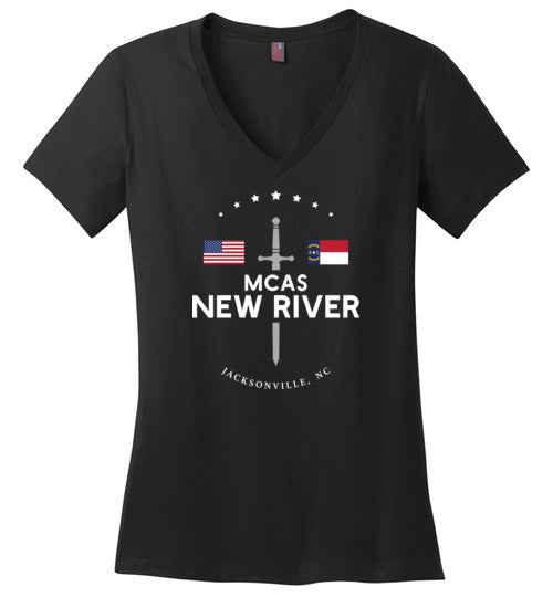 MCAS New River - Women's V-Neck T-Shirt-Wandering I Store