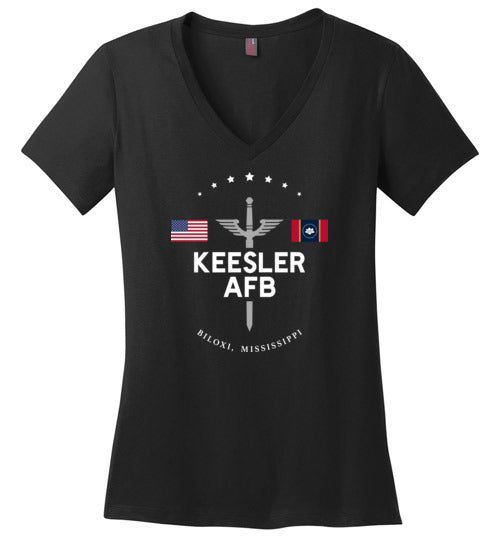 Keesler AFB - Women's V-Neck T-Shirt-Wandering I Store