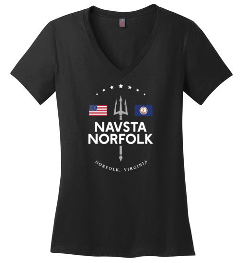 NAVSTA Norfolk - Women's V-Neck T-Shirt-Wandering I Store