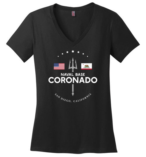 Load image into Gallery viewer, Naval Base Coronado - Women&#39;s V-Neck T-Shirt-Wandering I Store
