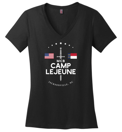 MCB Camp Lejeune - Women's V-Neck T-Shirt-Wandering I Store