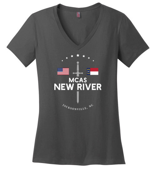 Load image into Gallery viewer, MCAS New River - Women&#39;s V-Neck T-Shirt-Wandering I Store
