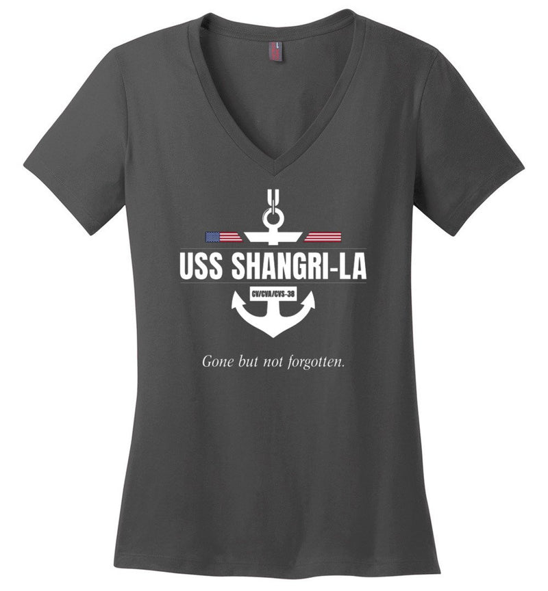 Load image into Gallery viewer, USS Shangri-La CV/CVA/CVS-38 &quot;GBNF&quot; - Women&#39;s V-Neck T-Shirt
