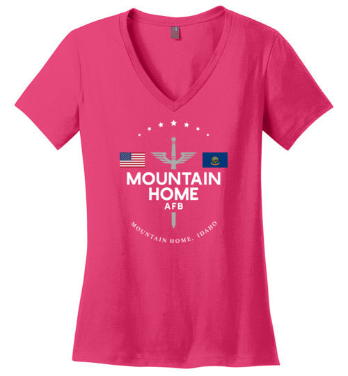 Mountain Home AFB - Women's V-Neck T-Shirt-Wandering I Store