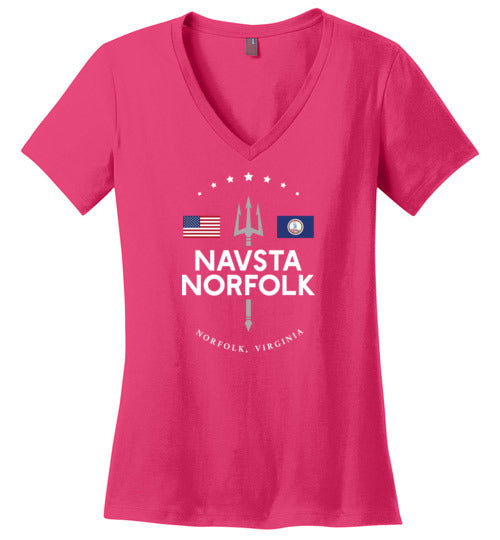 Load image into Gallery viewer, NAVSTA Norfolk - Women&#39;s V-Neck T-Shirt-Wandering I Store
