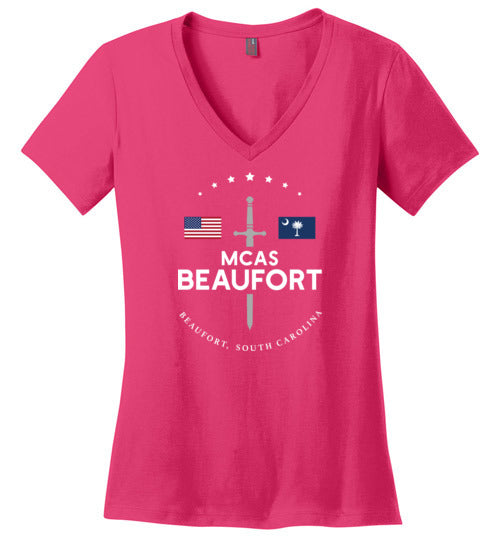 MCAS Beaufort - Women's V-Neck T-Shirt-Wandering I Store