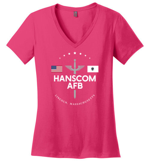 Load image into Gallery viewer, Hanscom AFB - Women&#39;s V-Neck T-Shirt-Wandering I Store
