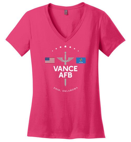 Vance AFB - Women's V-Neck T-Shirt-Wandering I Store
