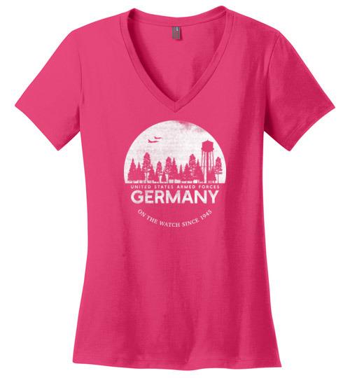 Load image into Gallery viewer, U.S. Armed Forces Germany &quot;On The Watch Since 1945&quot; - Women&#39;s V-Neck T-Shirt
