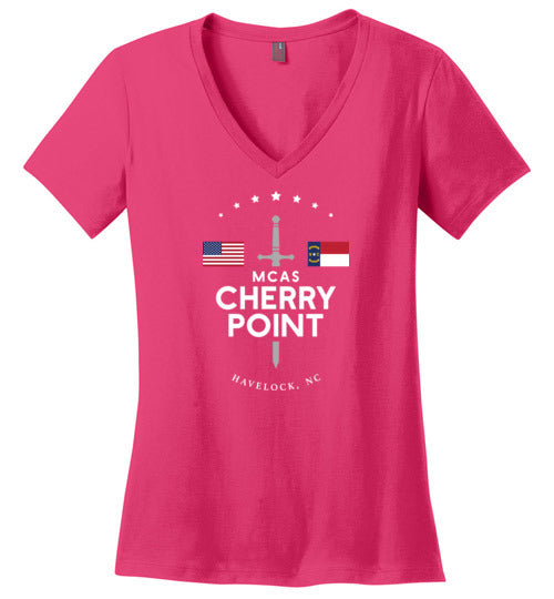 Load image into Gallery viewer, MCAS Cherry Point - Women&#39;s V-Neck T-Shirt-Wandering I Store
