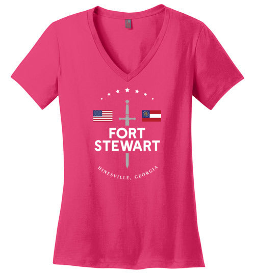 Load image into Gallery viewer, Fort Stewart - Women&#39;s V-Neck T-Shirt-Wandering I Store
