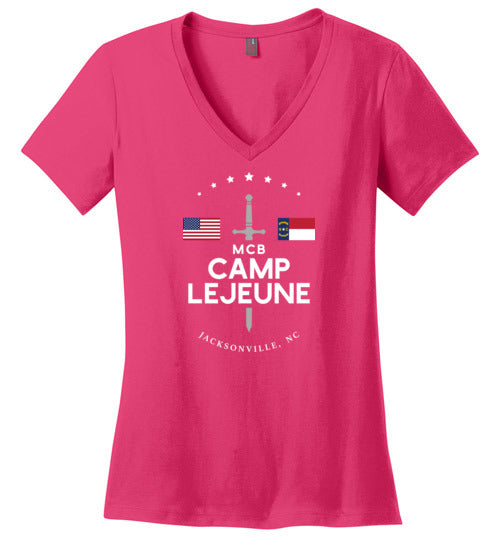 Load image into Gallery viewer, MCB Camp Lejeune - Women&#39;s V-Neck T-Shirt-Wandering I Store
