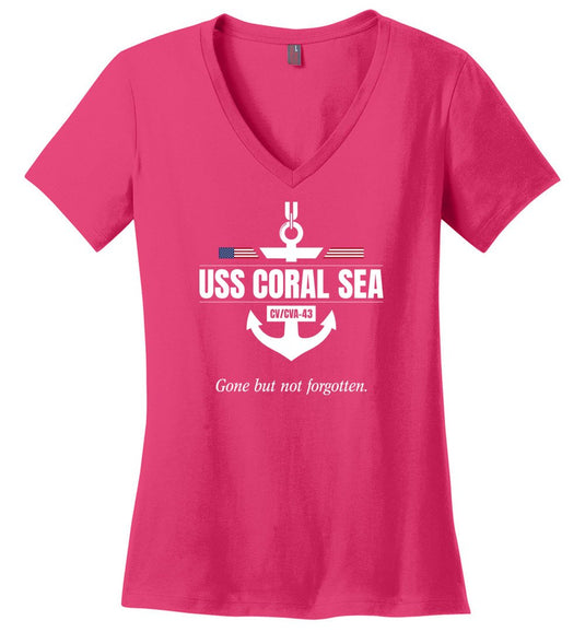 USS Coral Sea CV/CVA-43 "GBNF" - Women's V-Neck T-Shirt