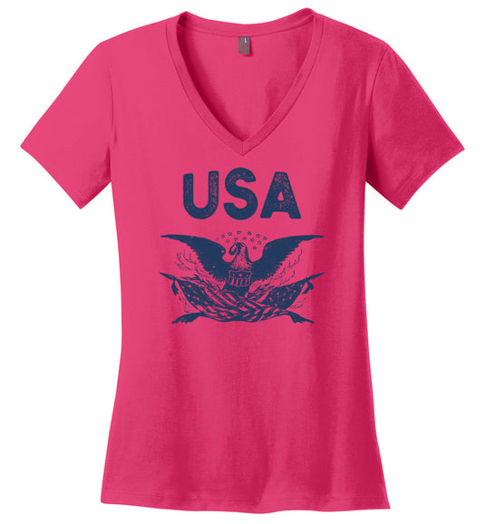 USA Eagle - Women's V-Neck T-Shirt