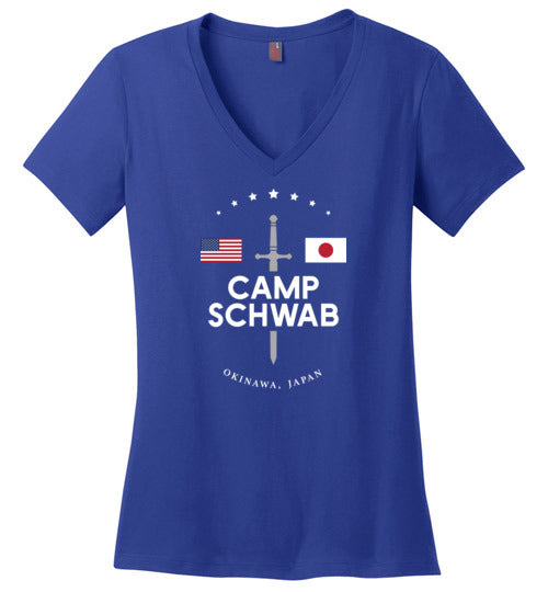 Load image into Gallery viewer, Camp Schwab - Women&#39;s V-Neck T-Shirt-Wandering I Store
