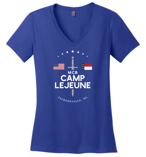 MCB Camp Lejeune - Women's V-Neck T-Shirt-Wandering I Store