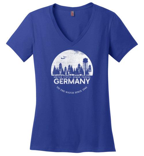 Load image into Gallery viewer, U.S. Armed Forces Germany &quot;On The Watch Since 1945&quot; - Women&#39;s V-Neck T-Shirt
