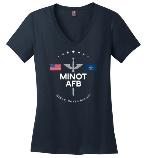 Minot AFB - Women's V-Neck T-Shirt-Wandering I Store