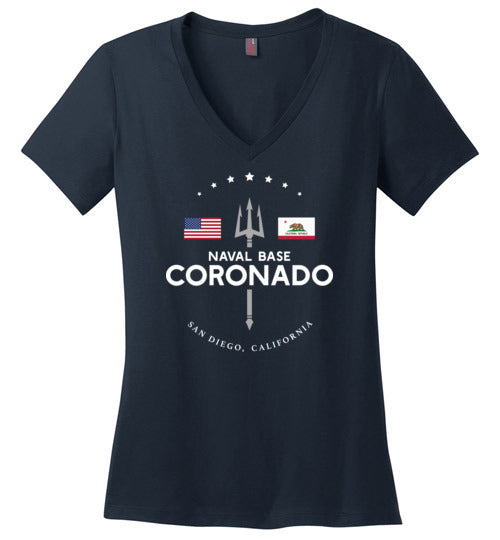 Load image into Gallery viewer, Naval Base Coronado - Women&#39;s V-Neck T-Shirt-Wandering I Store

