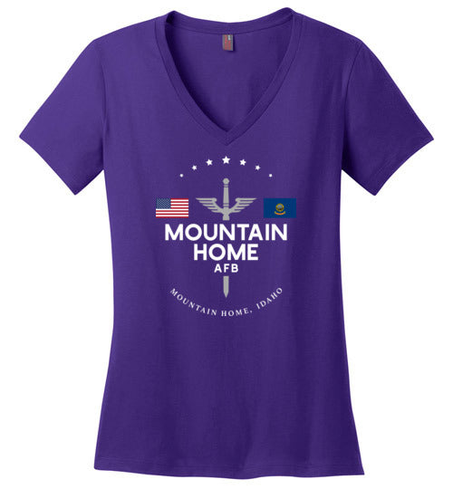 Mountain Home AFB - Women's V-Neck T-Shirt-Wandering I Store