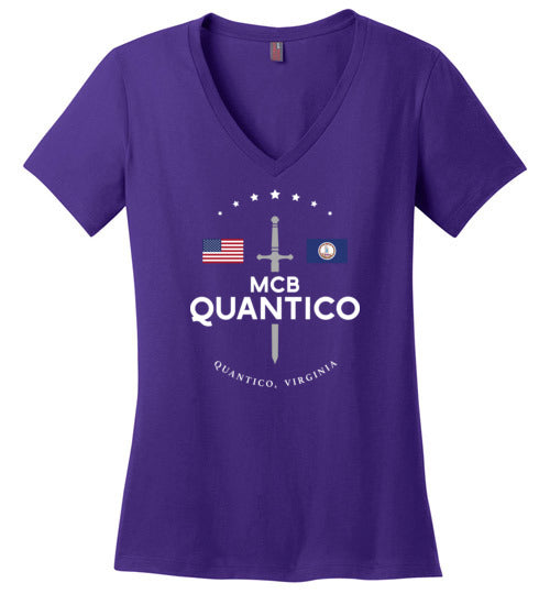 MCB Quantico - Women's V-Neck T-Shirt-Wandering I Store