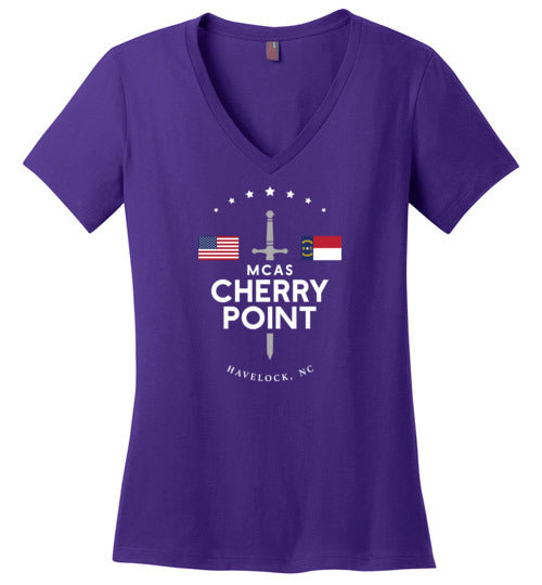 MCAS Cherry Point - Women's V-Neck T-Shirt-Wandering I Store