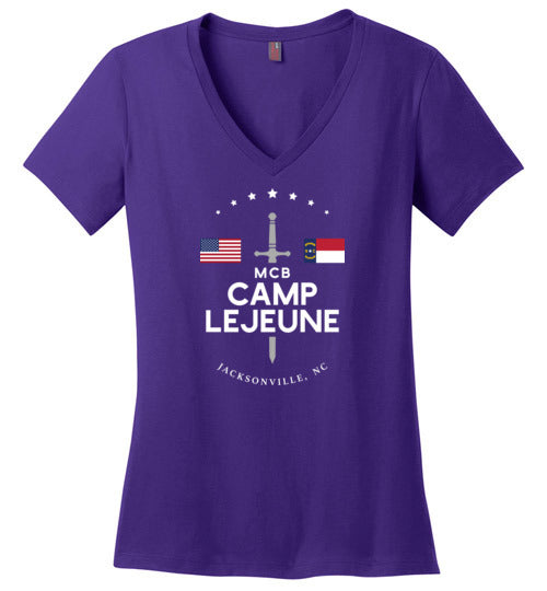 Load image into Gallery viewer, MCB Camp Lejeune - Women&#39;s V-Neck T-Shirt-Wandering I Store
