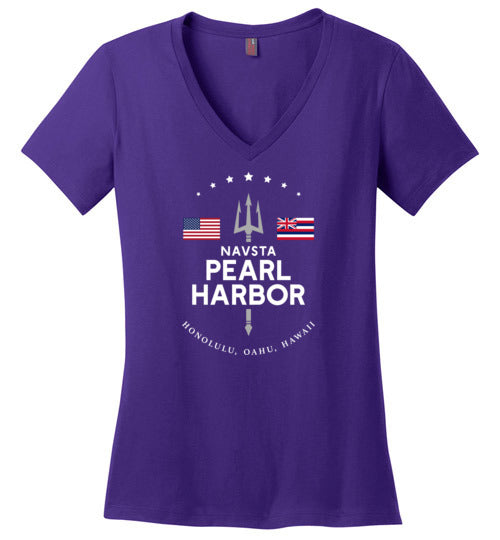 NAVSTA Pearl Harbor - Women's V-Neck T-Shirt-Wandering I Store