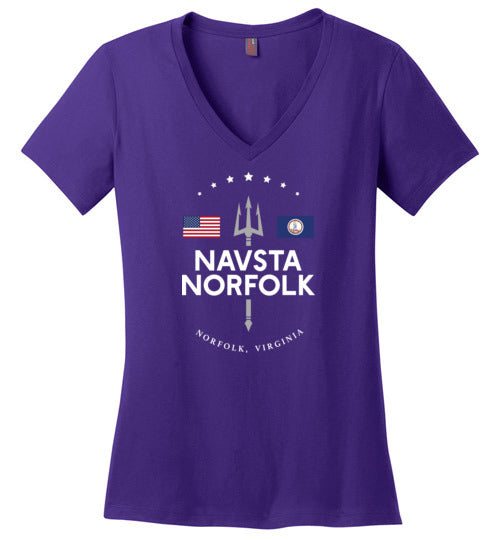 Load image into Gallery viewer, NAVSTA Norfolk - Women&#39;s V-Neck T-Shirt-Wandering I Store
