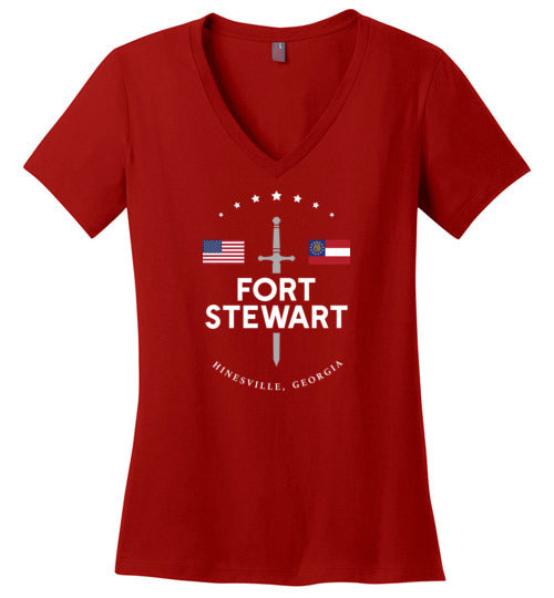 Load image into Gallery viewer, Fort Stewart - Women&#39;s V-Neck T-Shirt-Wandering I Store
