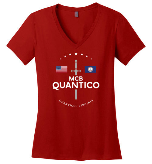 Load image into Gallery viewer, MCB Quantico - Women&#39;s V-Neck T-Shirt-Wandering I Store
