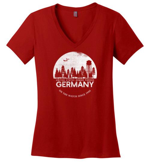U.S. Armed Forces Germany "On The Watch Since 1945" - Women's V-Neck T-Shirt